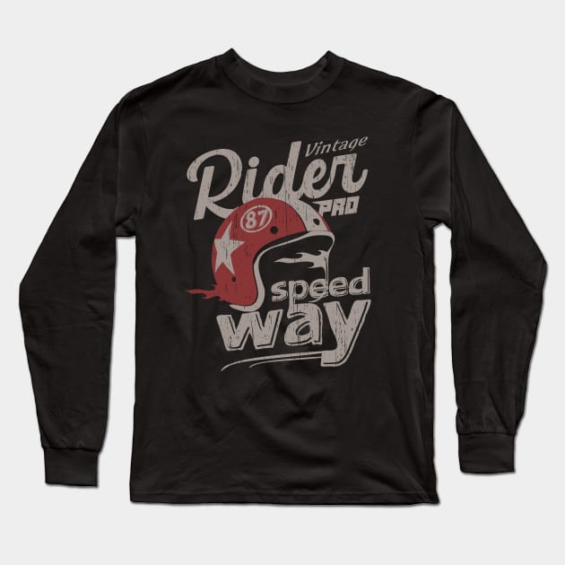 Vintage Rider motorcycle pro racing retro helmet Long Sleeve T-Shirt by SpaceWiz95